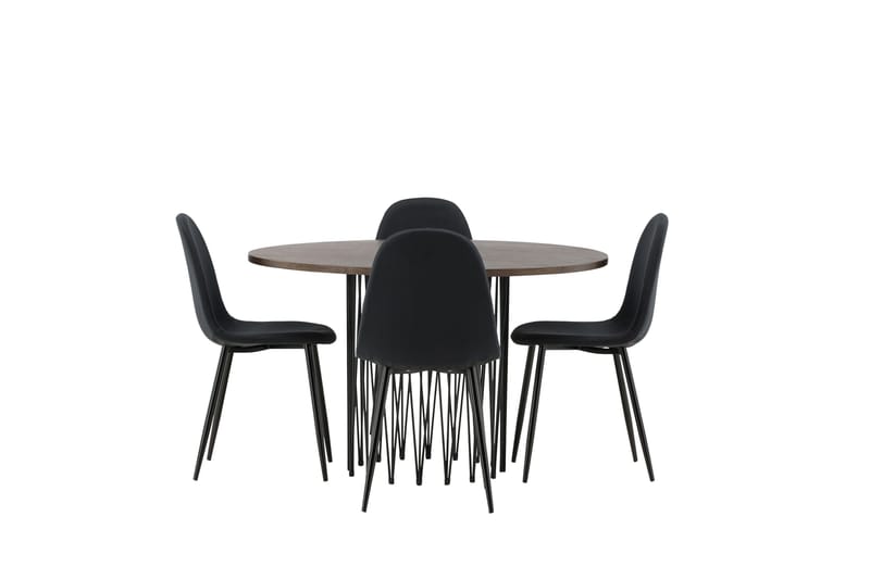 Stone Spisegruppe 120 cm Rund med 4 Polar stole - Svart - Møbler - Borde - Spisebordssæt