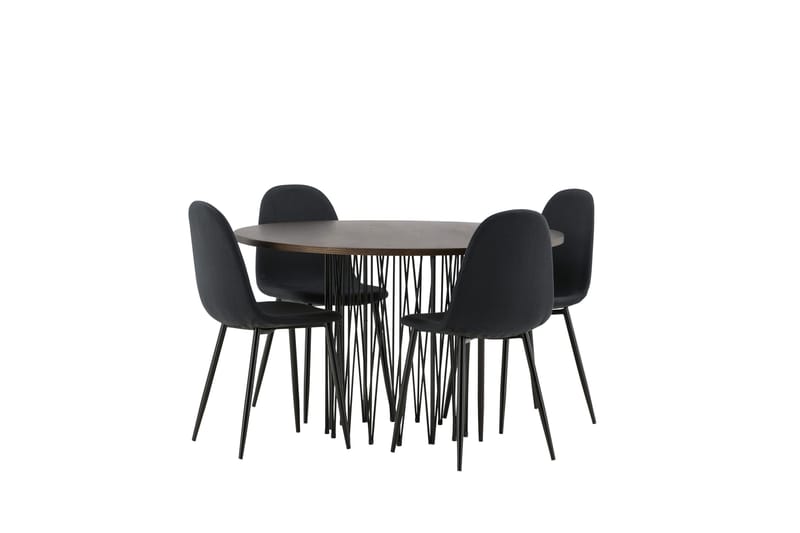 Stone Spisegruppe 120 cm Rund med 4 Polar stole - Svart - Møbler - Borde - Spisebordssæt