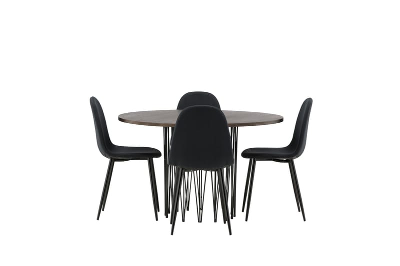 Stone Spisegruppe 120 cm Rund med 4 Polar stole - Svart - Møbler - Borde - Spisebordssæt