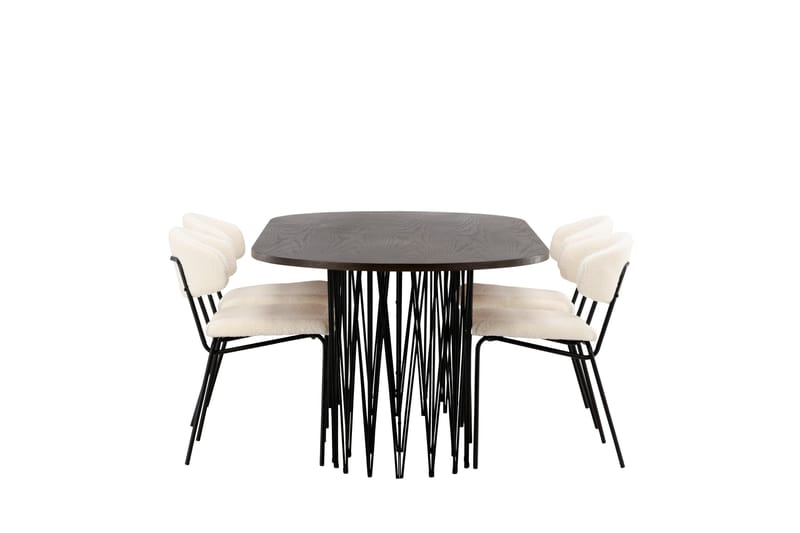 Stone Spisegruppe 220 cm Oval med 4 Chico Stole - Svart - Møbler - Borde - Spisebordssæt