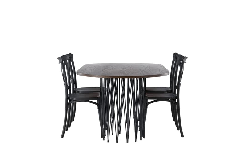 Stone Spisegruppe 220 cm Oval med 4 Crosett stole - Svart - Møbler - Borde - Spisebordssæt