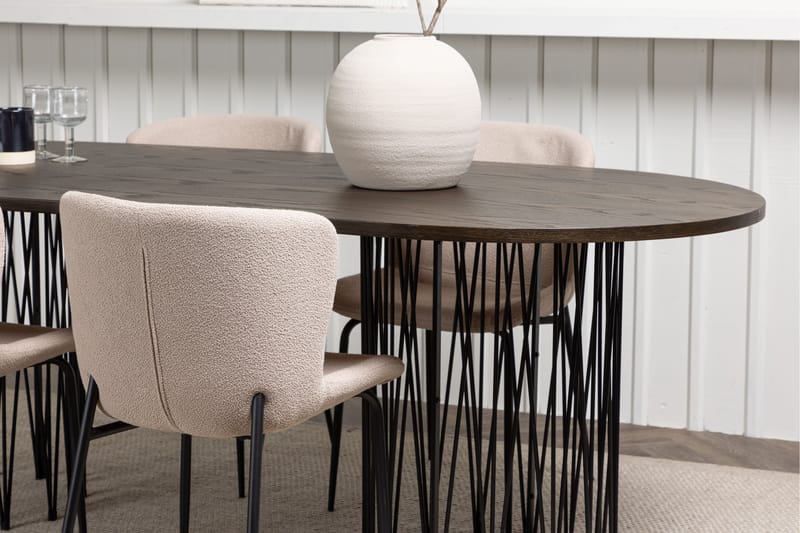 Stone Spisegruppe 220 cm Oval med 4 Modesto stole - Beige - Møbler - Borde - Spisebordssæt