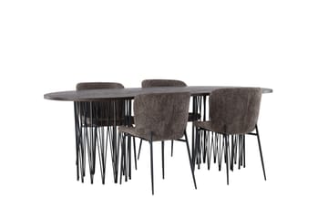 Stone Spisegruppe 220 cm Oval med 4 Modesto stole - Mørk grå - Møbler - Borde - Spisebordssæt