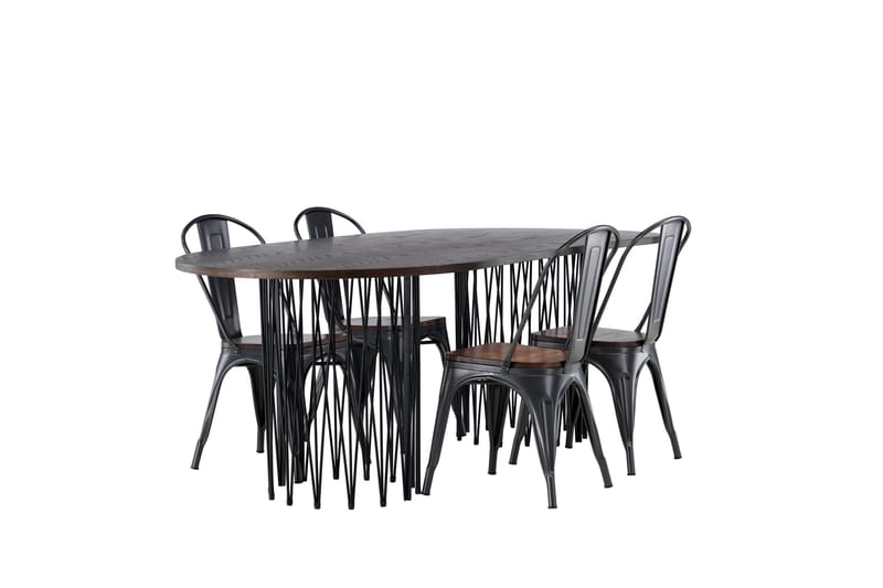 Stone Spisegruppe 220 cm Oval med 4 Tempe stole - Mocca - Møbler - Borde - Spisebordssæt