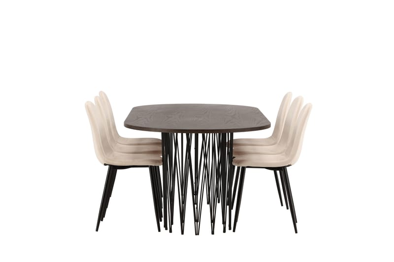 Stone Spisegruppe 220 cm Oval med 6 Polar stole - Beige - Møbler - Borde - Spisebordssæt