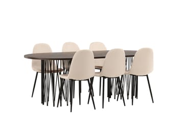 Stone Spisegruppe 220 cm Oval med 6 Polar stole - Beige - Møbler - Borde - Spisebordssæt