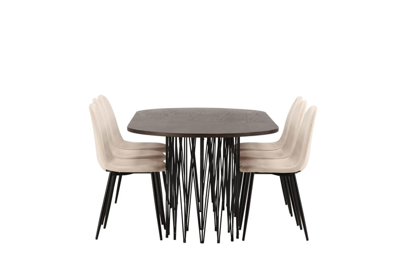 Stone Spisegruppe 220 cm Oval med 6 Polar stole - Beige - Møbler - Borde - Spisebordssæt