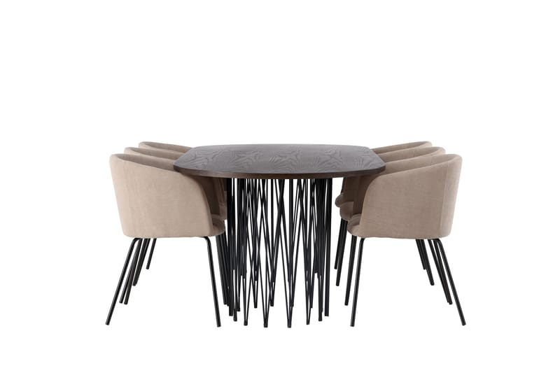 Stone Spisegruppe 220 cm Rektangulær med 6 Berit stole - Beige - Møbler - Borde - Spisebordssæt