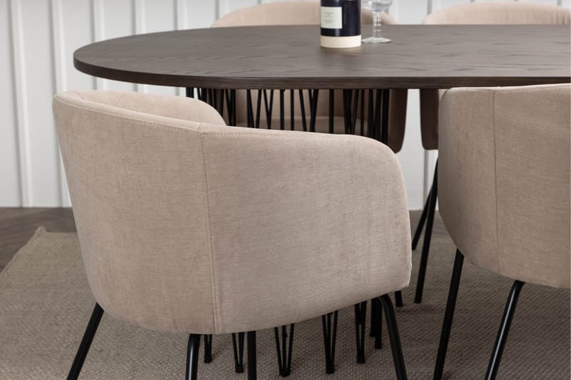 Stone Spisegruppe 220 cm Rektangulær med 6 Berit stole - Beige - Møbler - Borde - Spisebordssæt