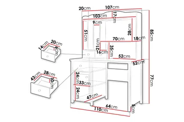 Storys Sminkebord 110x52 cm - Hvid - Møbler - Borde - Sminkebord & konsolbord