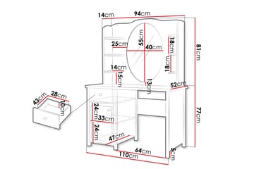 Storys Sminkebord 110x52 cm - Hvid - Møbler - Borde - Sminkebord & konsolbord