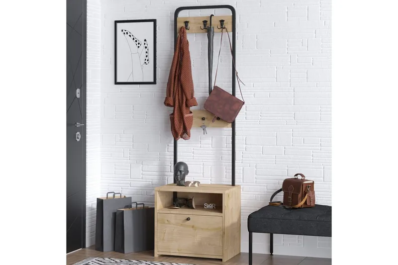 Straat Hattehylde 50 cm - Valnød/Sort - Møbler - Borde - Bordtilbehør