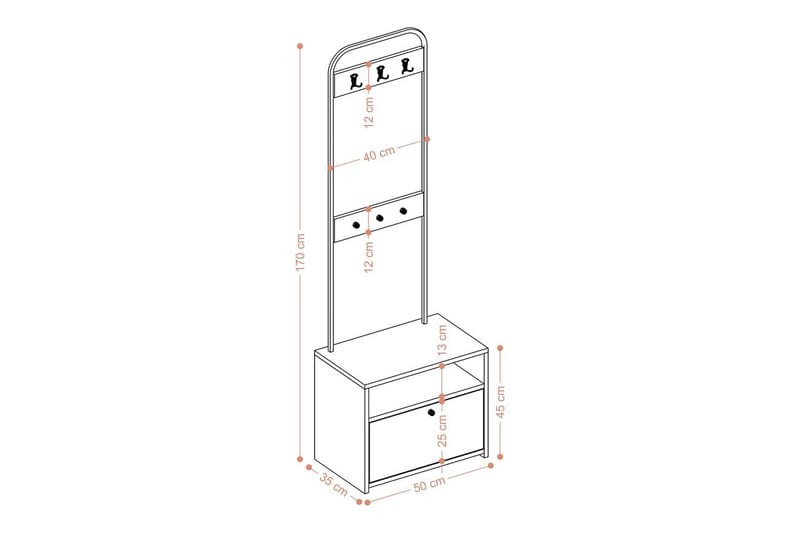 Straat Hattehylde 50 cm - Valnød/Sort - Møbler - Borde - Bordtilbehør
