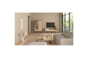 Tadami Rektangulært Sofabord med Skuffe 102 cm i Træ - Beige - Møbler - Borde - Sofabord