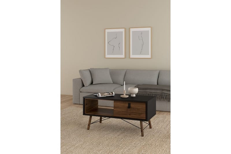 Tadami Sofabord 102 cm - Sort/Natur - Møbler - Borde - Sofabord