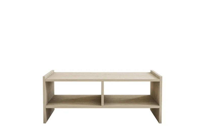 Taharoa 90 cm Rektangulært Sofabord med Hylder i Træ, Beige
