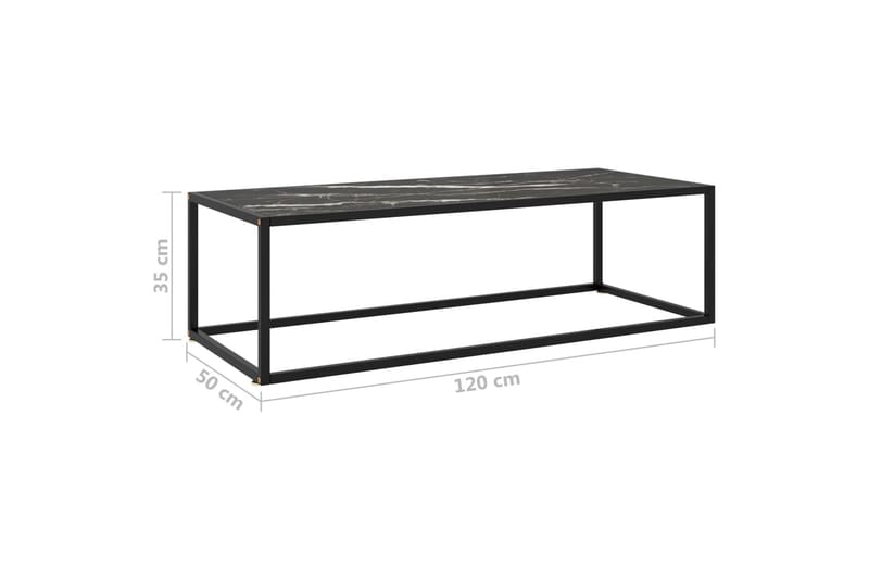 Tebord 120x50x35 cm Marmorglas Sort - Sort - Møbler - Borde - Sofabord