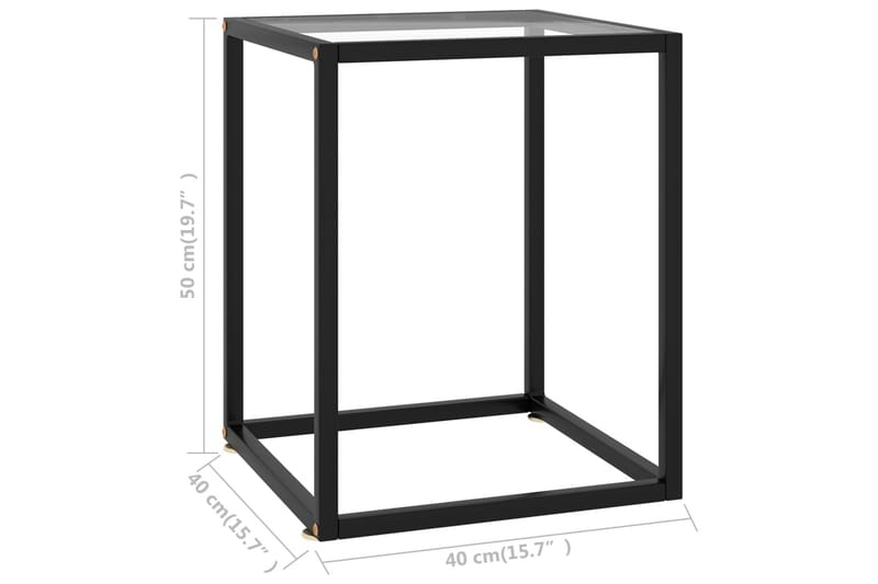 tebord 40x40x50 cm hærdet glas sort - Sort - Sofabord
