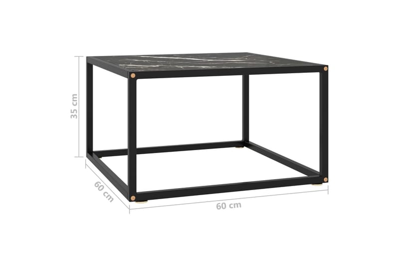 Tebord 60x60x35 cm Marmorglas Sort - Sort - Møbler - Borde - Sofabord