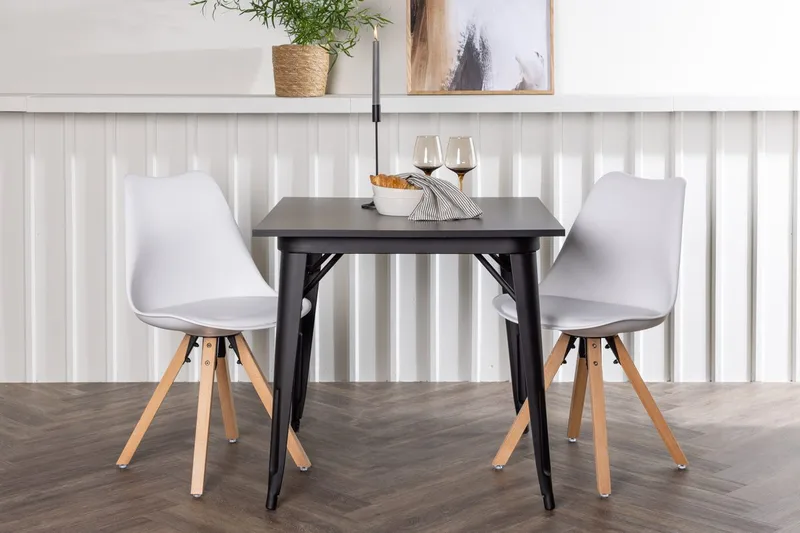 Tempe spisebord 80 cm med 2 Zeno spisebordsstole