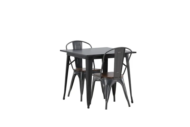 Tempe Spisebordssæt 80 cm Rektangulær med 2 Tempe Stole - Mørk grå - Møbler - Borde - Spisebordssæt