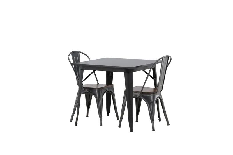 Tempe Spisebordssæt 80 cm Rektangulær med 2 Tempe Stole - Mørk grå - Møbler - Borde - Spisebordssæt