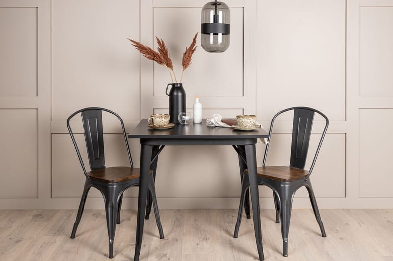 Tempe Spisebordssæt 80 cm Rektangulær med 2 Tempe Stole - Mørk grå - Møbler - Borde - Spisebordssæt