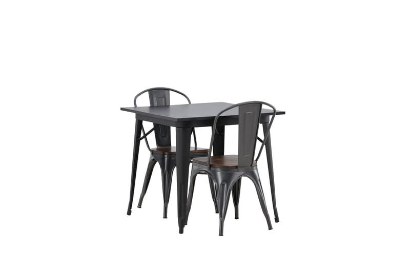 Tempe Spisebordssæt 80 cm Rektangulær med 2 Tempe Stole - Mørk grå - Møbler - Borde - Spisebordssæt