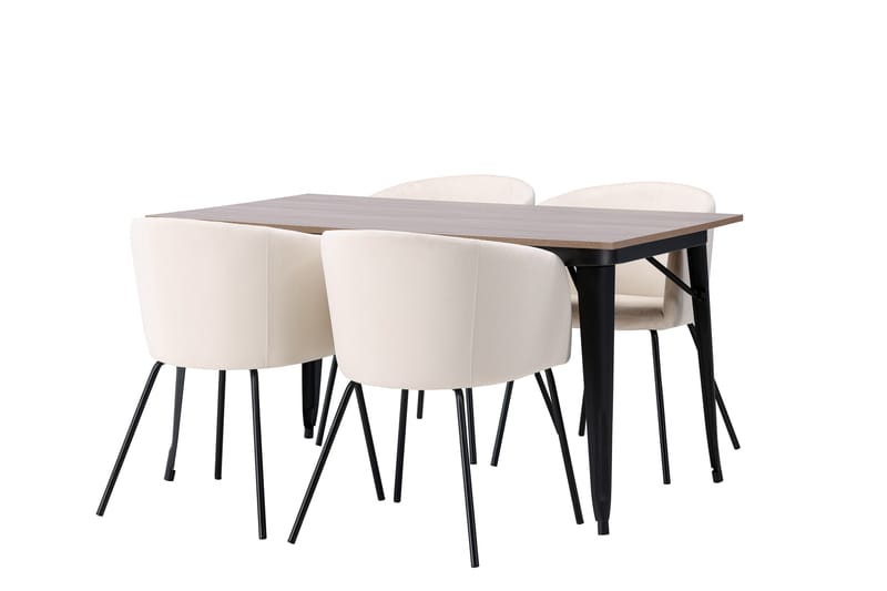 Tempe Spisegruppe 140 cm Rektangulær med 4 Berit stole - Beige - Møbler - Borde - Spisebordssæt