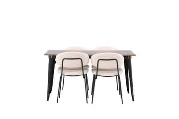 Tempe Spisegruppe 140 cm Rektangulær med 4 Chico stole - Valnøtt - Møbler - Borde - Spisebordssæt