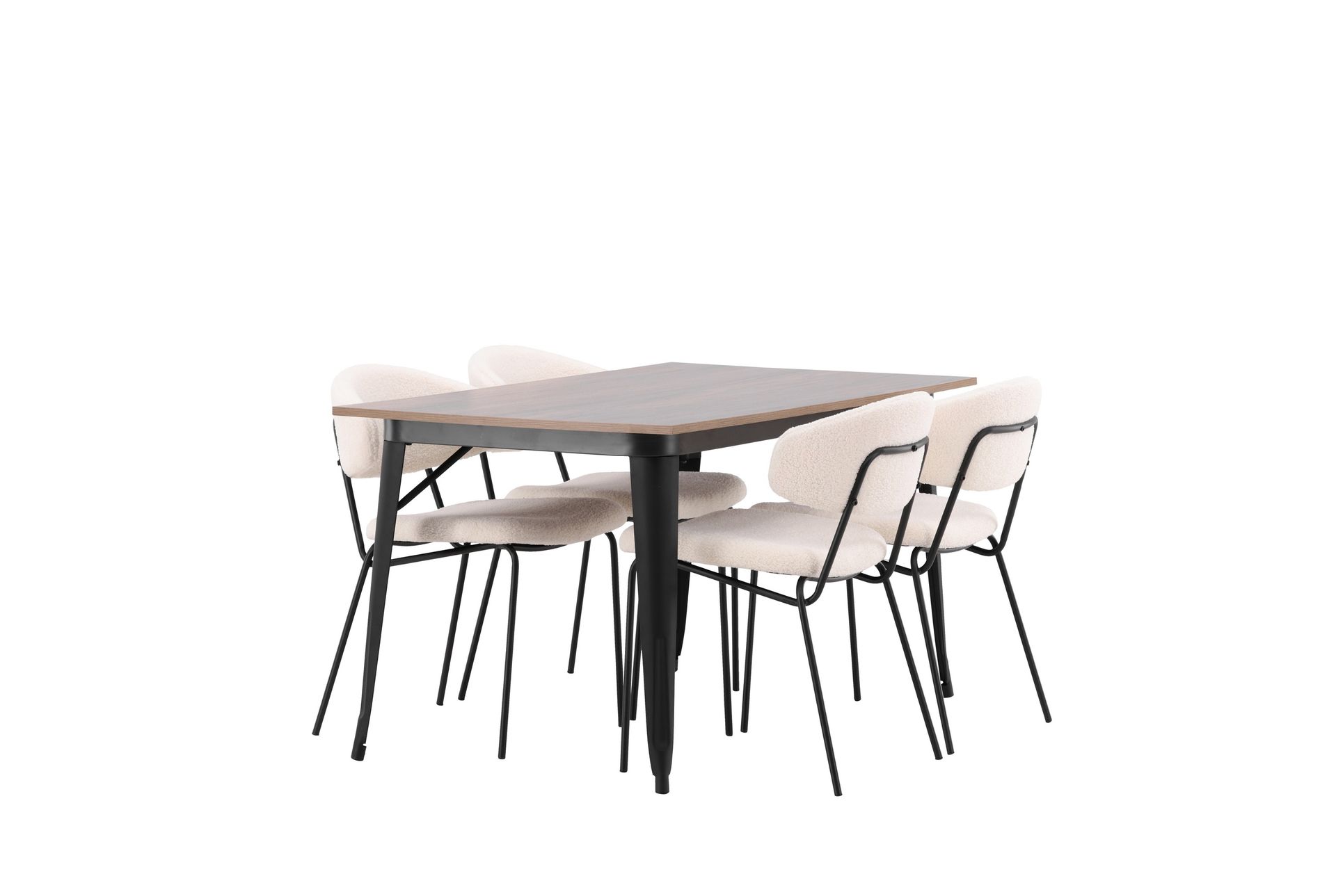Tempe Spisegruppe 140 cm Rektangulær med 4 Chico stole - Valnøtt - Møbler - Borde - Spisebordssæt