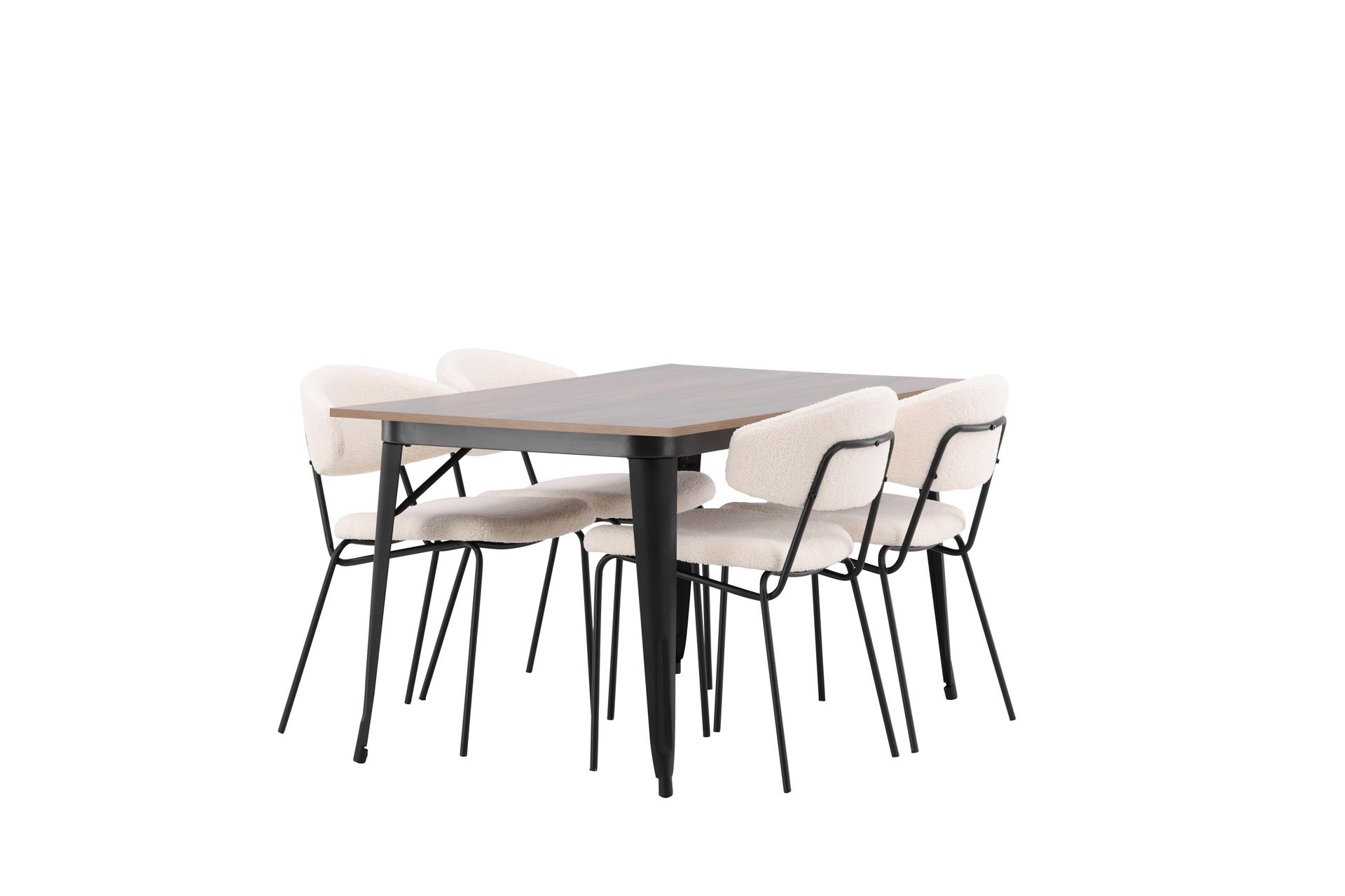 Tempe Spisegruppe 140 cm Rektangulær med 4 Chico stole - Valnøtt - Møbler - Borde - Spisebordssæt