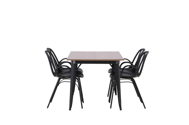 Tempe Spisegruppe 140 cm Rektangulær med 4 Dyrön stole - Svart - Møbler - Borde - Spisebordssæt