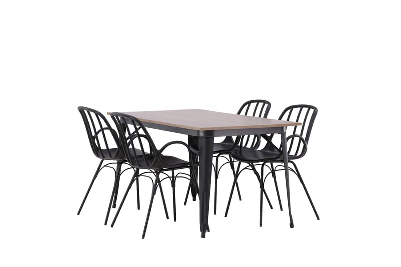 Tempe Spisegruppe 140 cm Rektangulær med 4 Dyrön stole - Svart - Møbler - Borde - Spisebordssæt