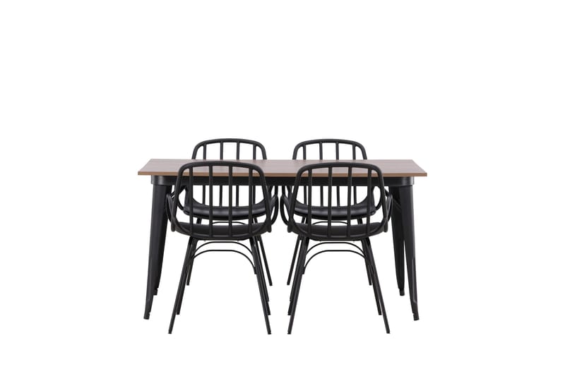 Tempe Spisegruppe 140 cm Rektangulær med 4 Dyrön stole, Svart