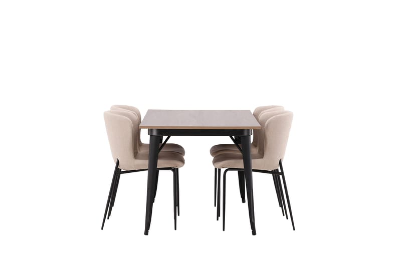 Tempe Spisegruppe 140 cm Rektangulær med 4 Modesto stole - Beige - Møbler - Borde - Spisebordssæt