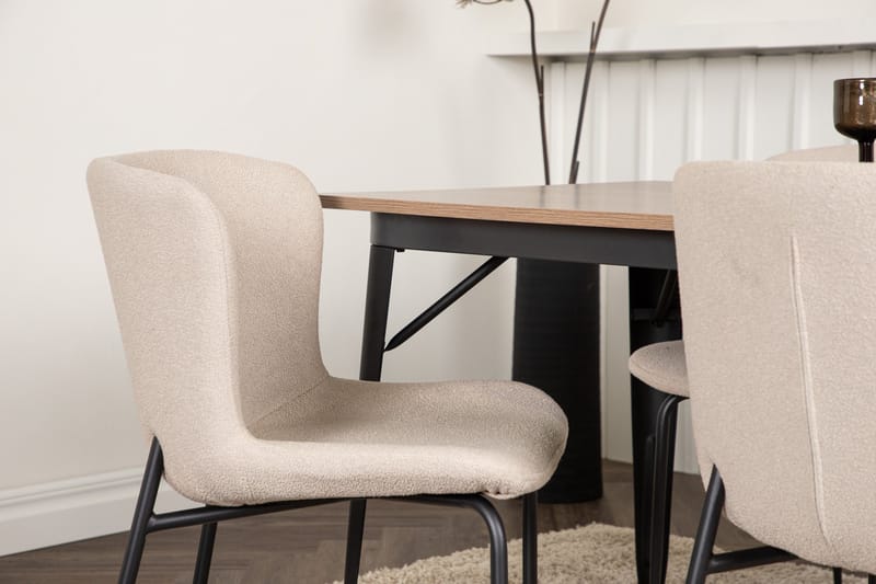 Tempe Spisegruppe 140 cm Rektangulær med 4 Modesto stole - Beige - Møbler - Borde - Spisebordssæt