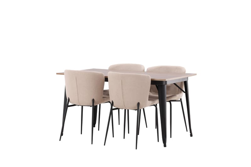 Tempe Spisegruppe 140 cm Rektangulær med 4 Modesto stole - Beige - Møbler - Borde - Spisebordssæt