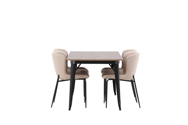Tempe Spisegruppe 140 cm Rektangulær med 4 Modesto stole - Beige - Møbler - Borde - Spisebordssæt