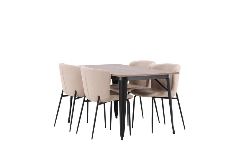 Tempe Spisegruppe 140 cm Rektangulær med 4 Modesto stole - Beige - Møbler - Borde - Spisebordssæt