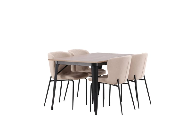 Tempe Spisegruppe 140 cm Rektangulær med 4 Modesto stole - Beige - Møbler - Borde - Spisebordssæt