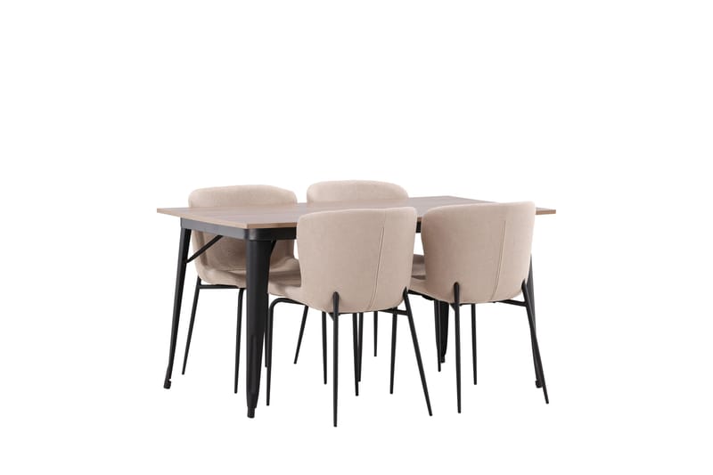 Tempe Spisegruppe 140 cm Rektangulær med 4 Modesto stole - Beige - Møbler - Borde - Spisebordssæt