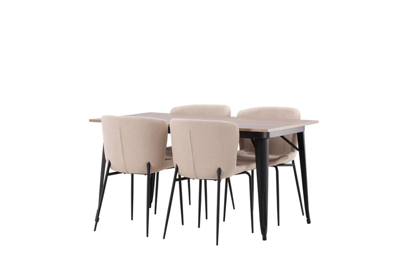 Tempe Spisegruppe 140 cm Rektangulær med 4 Modesto stole - Beige - Møbler - Borde - Spisebordssæt