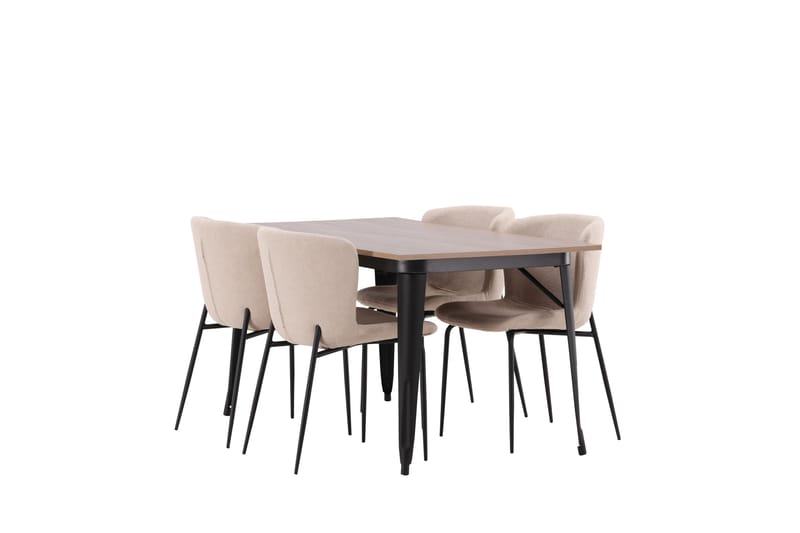 Tempe Spisegruppe 140 cm Rektangulær med 4 Modesto stole - Beige - Møbler - Borde - Spisebordssæt