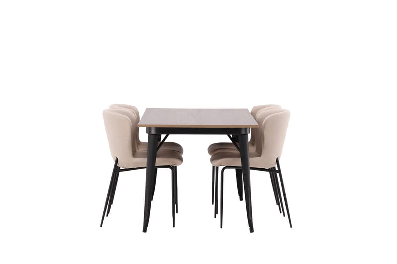 Tempe Spisegruppe 140 cm Rektangulær med 4 Modesto stole - Beige - Møbler - Borde - Spisebordssæt
