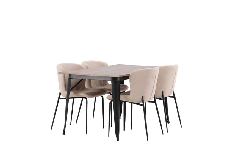 Tempe Spisegruppe 140 cm Rektangulær med 4 Modesto stole - Beige - Møbler - Borde - Spisebordssæt