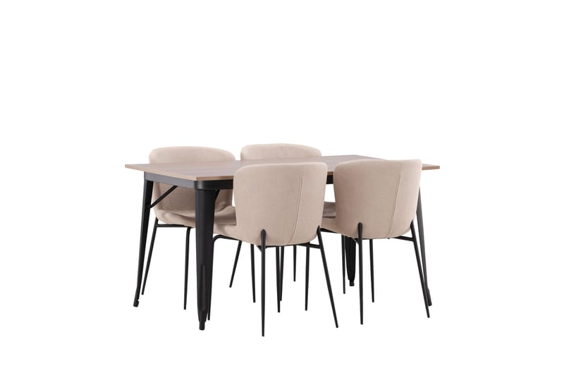 Tempe Spisegruppe 140 cm Rektangulær med 4 Modesto stole - Beige - Møbler - Borde - Spisebordssæt