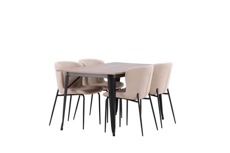 Tempe Spisegruppe 140 cm Rektangulær med 4 Modesto stole - Beige - Møbler - Borde - Spisebordssæt