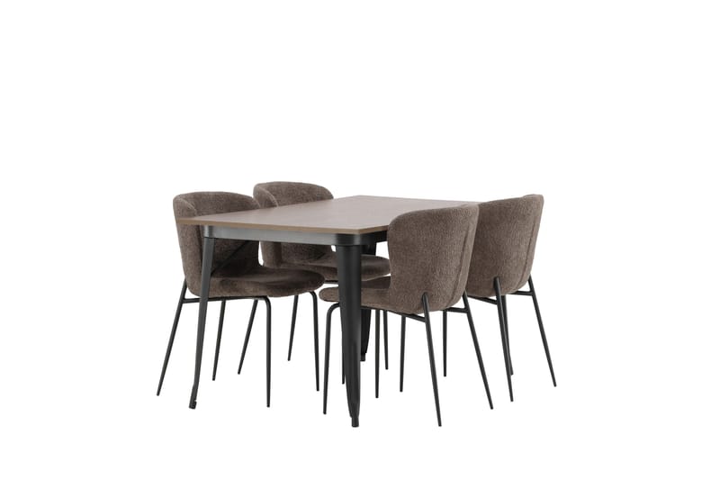 Tempe Spisegruppe 140 cm Rektangulær med 4 Modesto stole - Mørk grå - Møbler - Borde - Spisebordssæt
