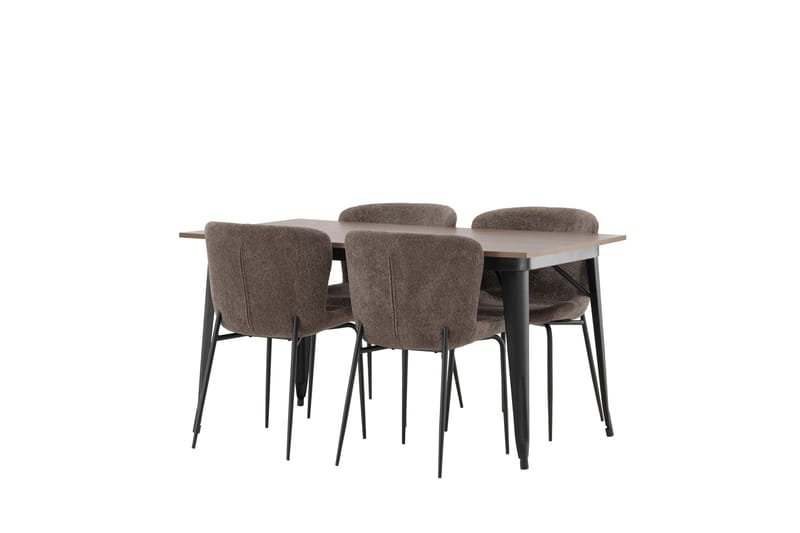Tempe Spisegruppe 140 cm Rektangulær med 4 Modesto stole - Mørk grå - Møbler - Borde - Spisebordssæt